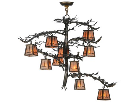 Meyda Pine Branch Valley View 39" Wide 1-Light Copper Lantern Chandelier