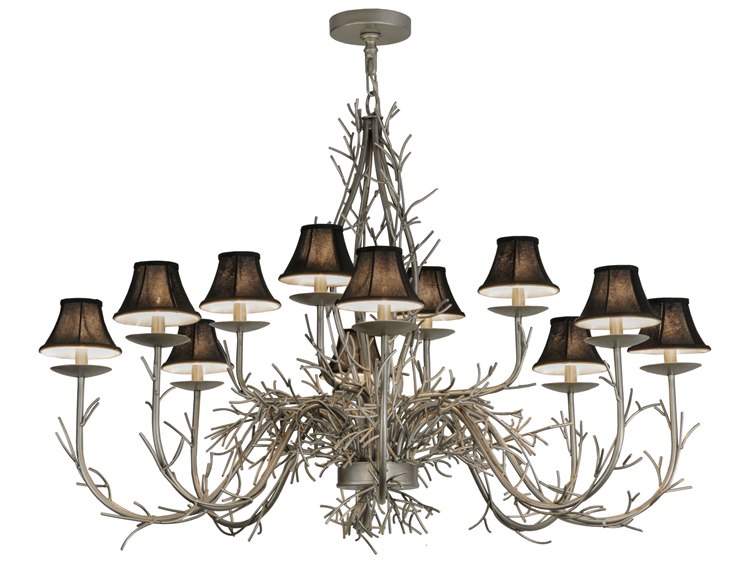 Meyda Rustic 50" Wide 12-Light Nickel Empire Chandelier