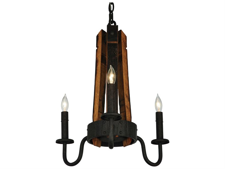 Meyda Barrel Stave 3-Light Black Candelabra Chandelier