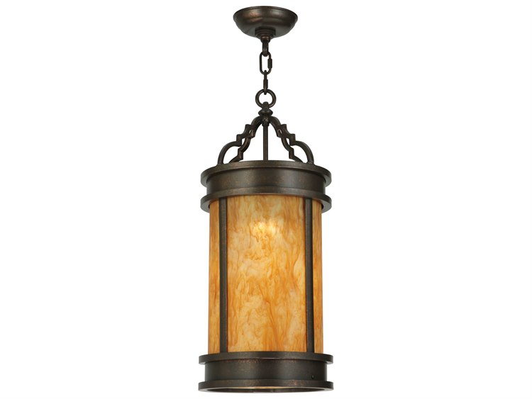 Meyda Wyant 10" 1-Light Brown Cylinder Mini Pendant