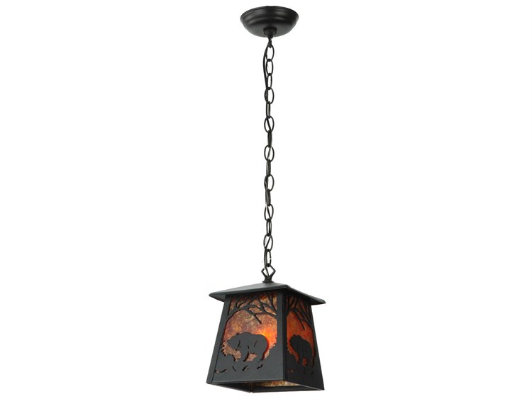 Meyda Grizzly Bear 1-Light Black Lantern Mini Pendant