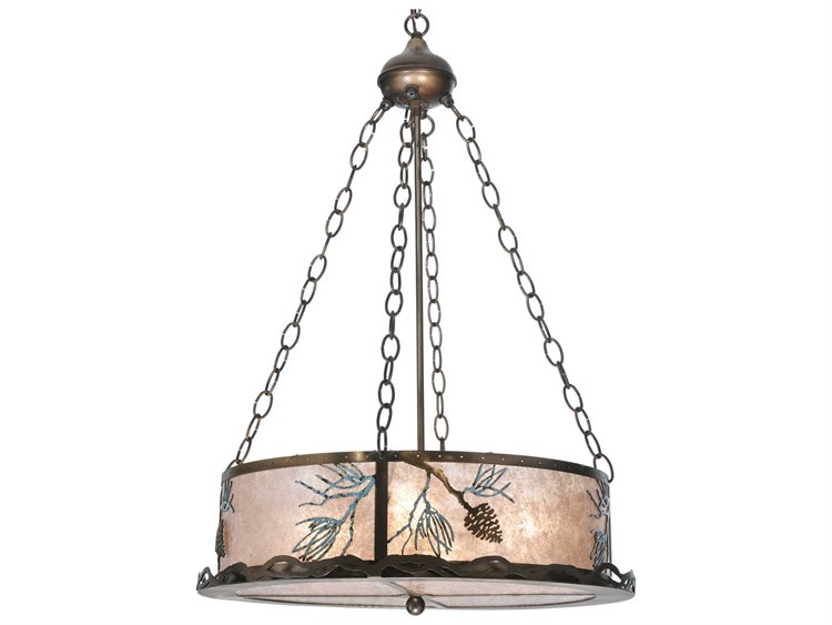 Meyda Balsam Pine 4-Light Copper Drum Pendant
