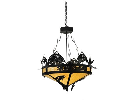 Meyda Catch Of The Day 34" 4-Light Black Pendant