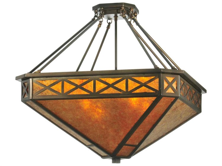 Meyda Amber Mica Diamond Mission Octagon Four Light Inverted Pendant