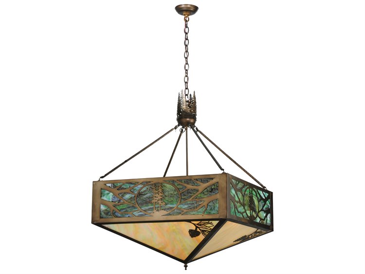 Meyda Balsam Pine 4-Light Copper Geometric Pendant