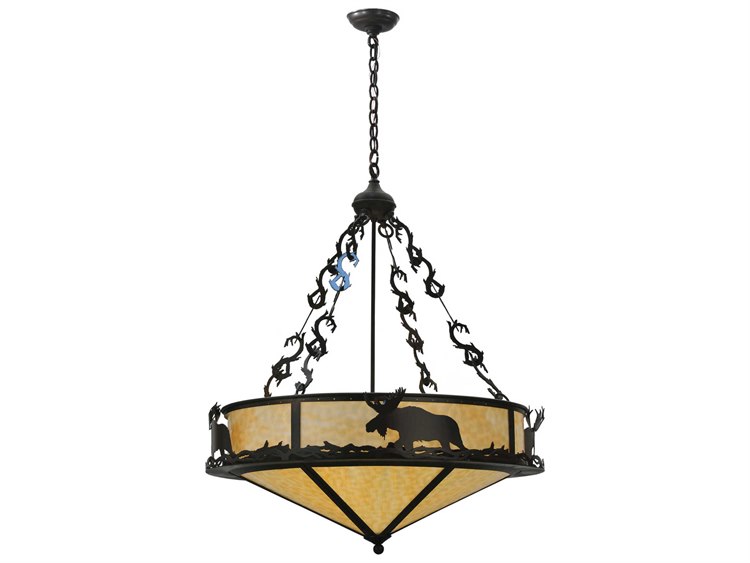 Meyda Lone Moose 4-Light Bronze Pendant