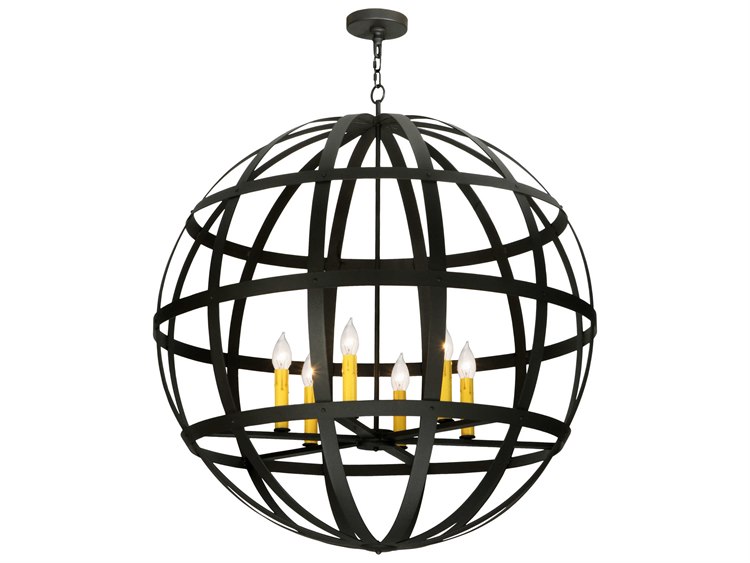 Meyda Rustic 6-Light Black Globe Pendant