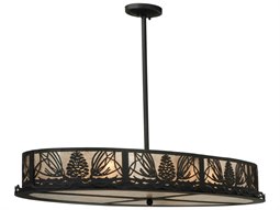 Meyda Mountain Pine 8-Light Black Drum Pendant | MY125040