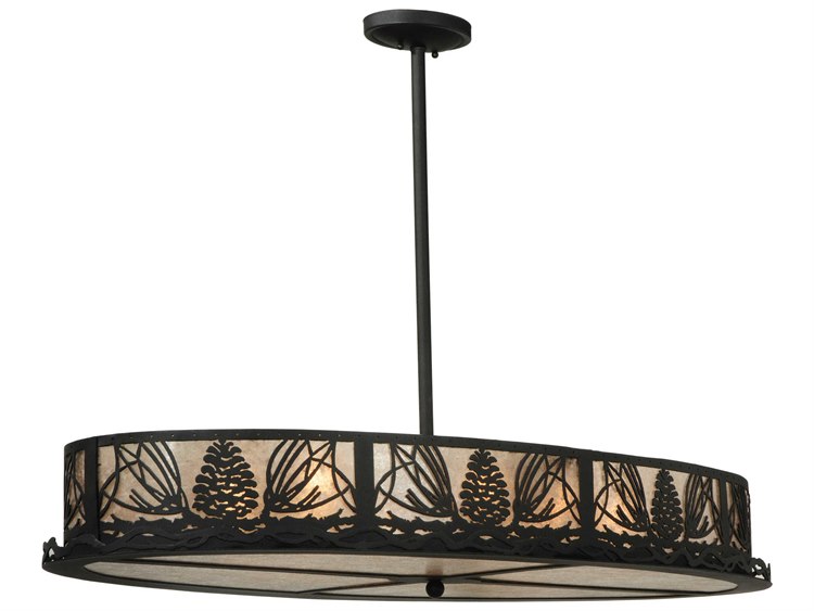 Meyda Mountain Pine 8-Light Black Drum Pendant