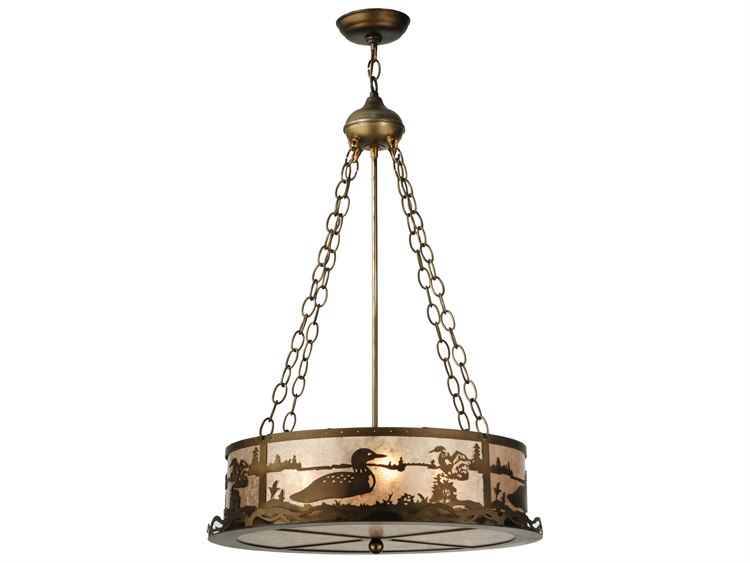 Meyda Rustic 4-Light Copper Drum Pendant