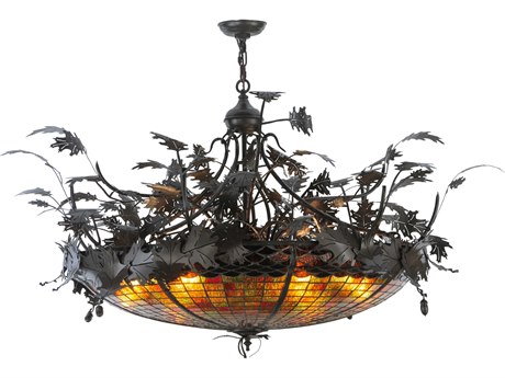 Meyda Greenbriar Oak 52" 6-Light Bronze Bowl Pendant