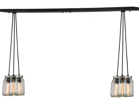 Meyda Mason Jar 6-Light Black Glass Cylinder Pendant