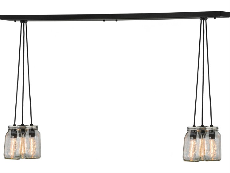 Meyda Mason Jar 6-Light Black Glass Cylinder Pendant