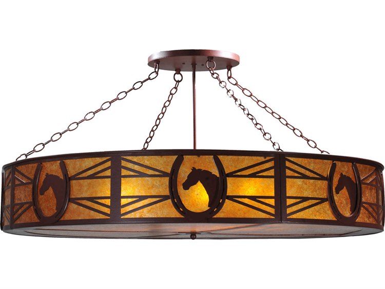 Meyda Rustic 8-Light Yellow Drum Semi Flush Mount
