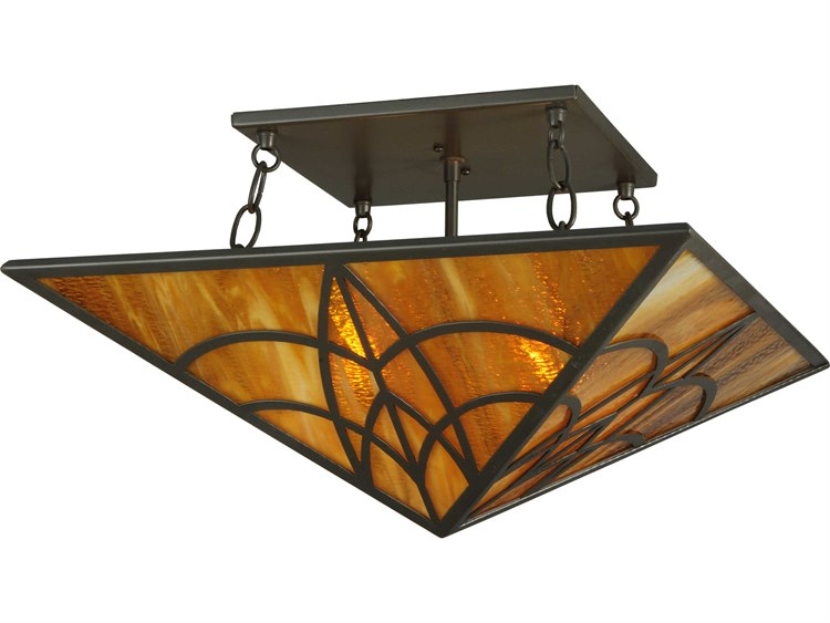 Meyda Rustic 2-Light Bronze Semi Flush Mount