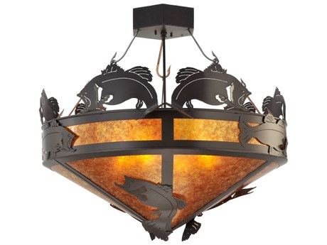 Meyda Catch Of The Day 37" 4-Light Bronze Semi Flush Mount