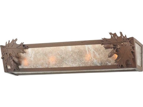 Meyda Oak Leaf & Acorn 26" Wide 4-Light Bronze Vanity Light