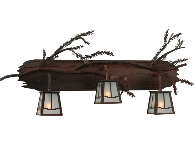 Meyda Pine Branch Valley View 3-Light Brown Glass Vanity Light