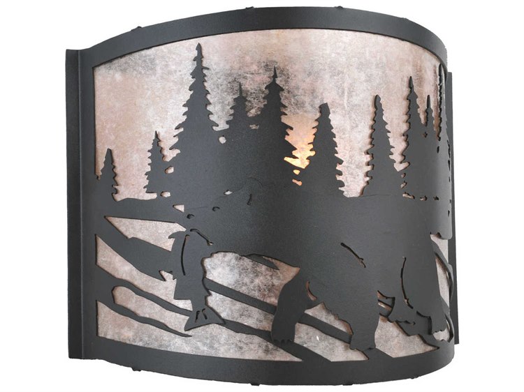 Meyda Grizzly Bear 9" Tall 1-Light Black Wall Sconce