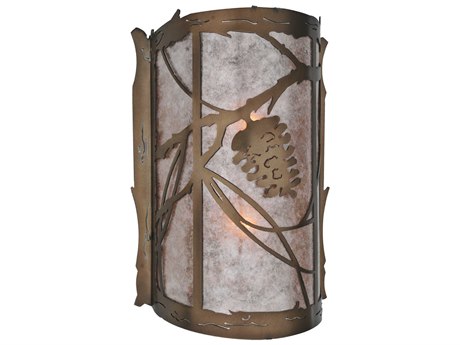 Meyda Whispering Pines 14" Tall 2-Light Copper Wall Sconce