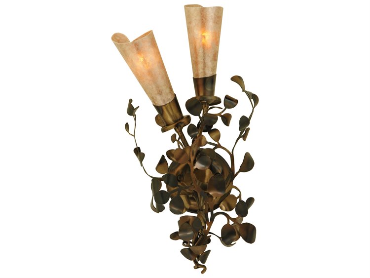 Meyda Rustic 2-Light Copper Glass Wall Sconce