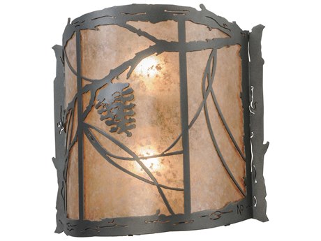 Meyda Whispering Pines 14" Tall 2-Light Pewter Wall Sconce