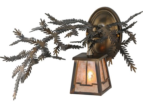 Meyda Pine Branch Valley View 9" Tall 1-Light Copper Wall Sconce