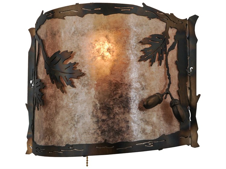 Meyda Oak Leaf & Acorn 1-Light Copper Wall Sconce