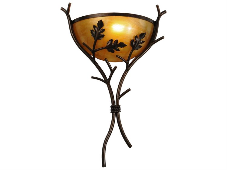 Meyda Oak Branch 23" Tall 1-Light Copper Wall Sconce