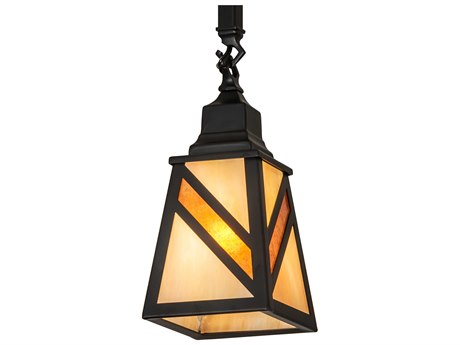 Meyda Santa Fe 1-Light Flat Black Glass Mini Pendant