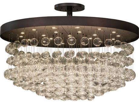 Meyda 22-Light Bronze Glass Semi Flush Mount