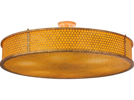 Meyda Luciano 6-Light Gold Glass Drum Semi Flush Mount