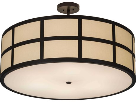 Meyda 6-Light Bronze Glass Drum Semi Flush Mount