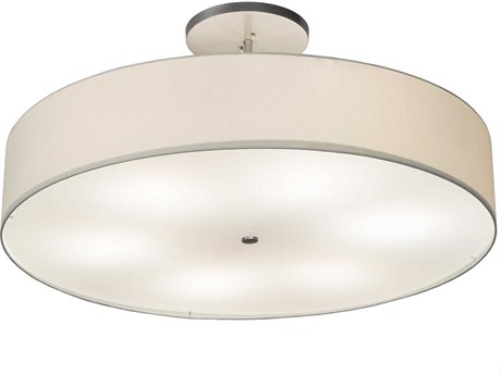 Meyda 6-Light Nickel Glass Drum Semi Flush Mount