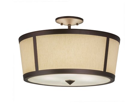 Meyda 3-Light Bronze Glass Drum Semi Flush Mount