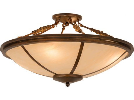 Meyda 4-Light Copper Glass Bowl Semi Flush Mount