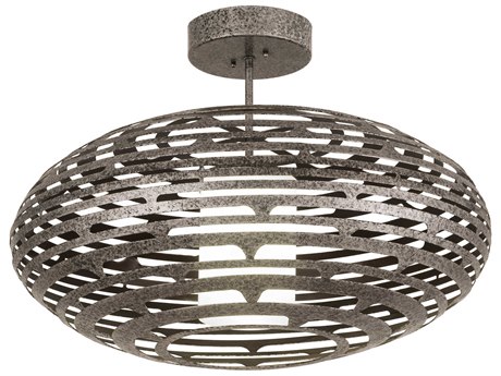 Meyda Led Copper Glass Cylinder Semi Flush Mount