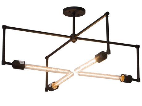 Meyda 4-Light Bronze Glass Semi Flush Mount