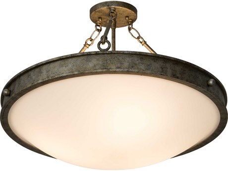 Meyda 3-Light Silver Glass Bowl Semi Flush Mount