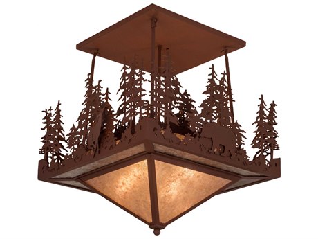Meyda Brown Glass Semi Flush Mount