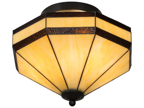 Meyda 3-Light Bronze Glass Semi Flush Mount