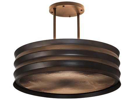 Meyda 6-Light Bronze Glass Drum Semi Flush Mount