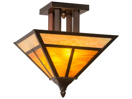 Meyda 2-Light Brown Glass Semi Flush Mount