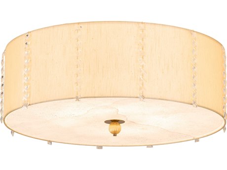 Meyda 8-Light Off White Glass Drum Semi Flush Mount