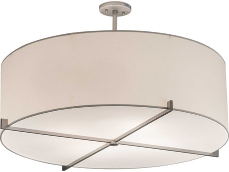 Meyda 4-Light Nickel Glass Drum Semi Flush Mount
