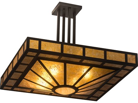 Meyda 4-Light Bronze Glass Semi Flush Mount