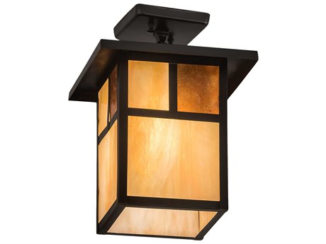 Meyda Hyde Park T Mission 1-Light Brown Glass Semi Flush Mount
