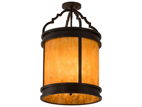 Meyda Wyant 4-Light Brown Cylinder Semi Flush Mount