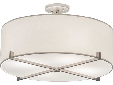 Meyda 4-Light Nickel Glass Drum Semi Flush Mount