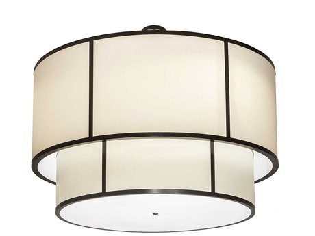Meyda 3-Light Bronze LED Drum Tiered Semi Flush Mount